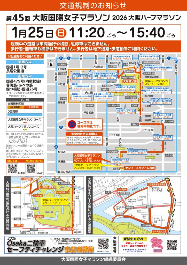 2026 大阪国際女子マラソン 交通規制